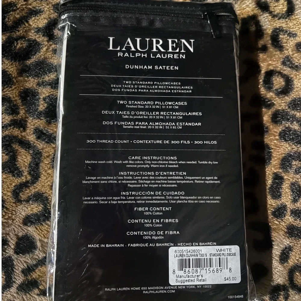 Lauren Ralph Lauren Dunham Sateen Pillowcases Standard White 300TC Cotton